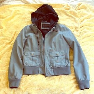 OBEY leather jacket with hoodie (faux)